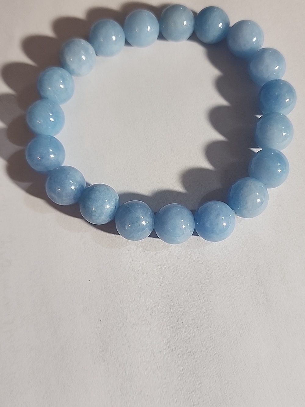 10mm 1pc Natural aquamarins Beads Braclet Women&men Blue Stone RoundBead Elastic - Picture 2 of 3